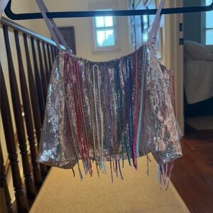 Queen of Sparkles Sequin Fringe Top